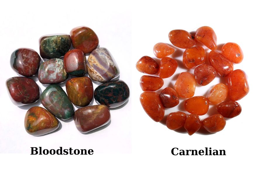 So sánh đá Bloodstone với đá Carnelian