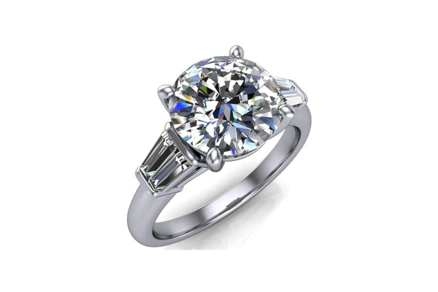 Nhẫn kim cương Moissanite giác cắt Baguette